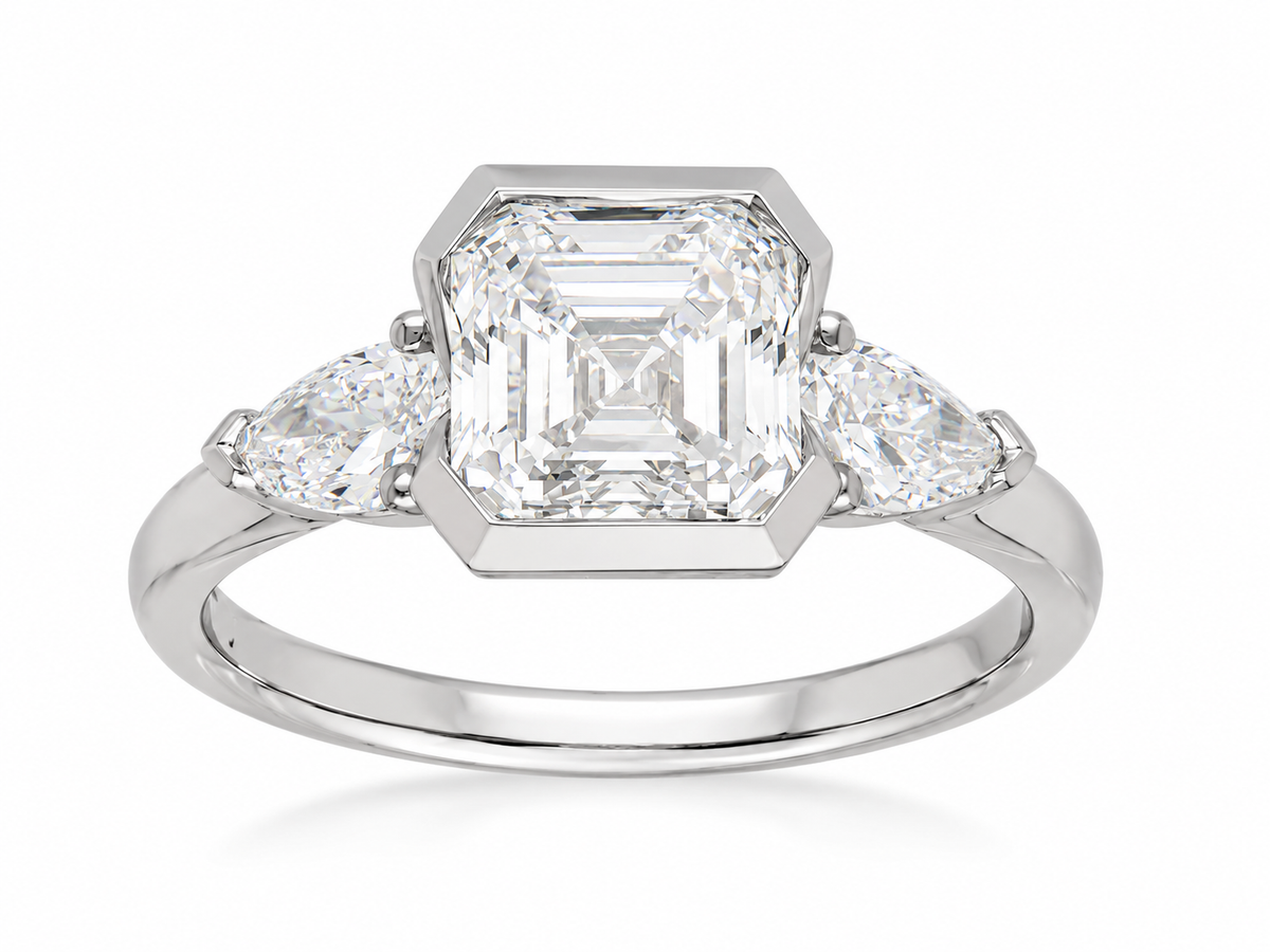 14ct White Gold Asscher Cut Lab-Grown Diamond Engagement Ring, 2.05ct Centre