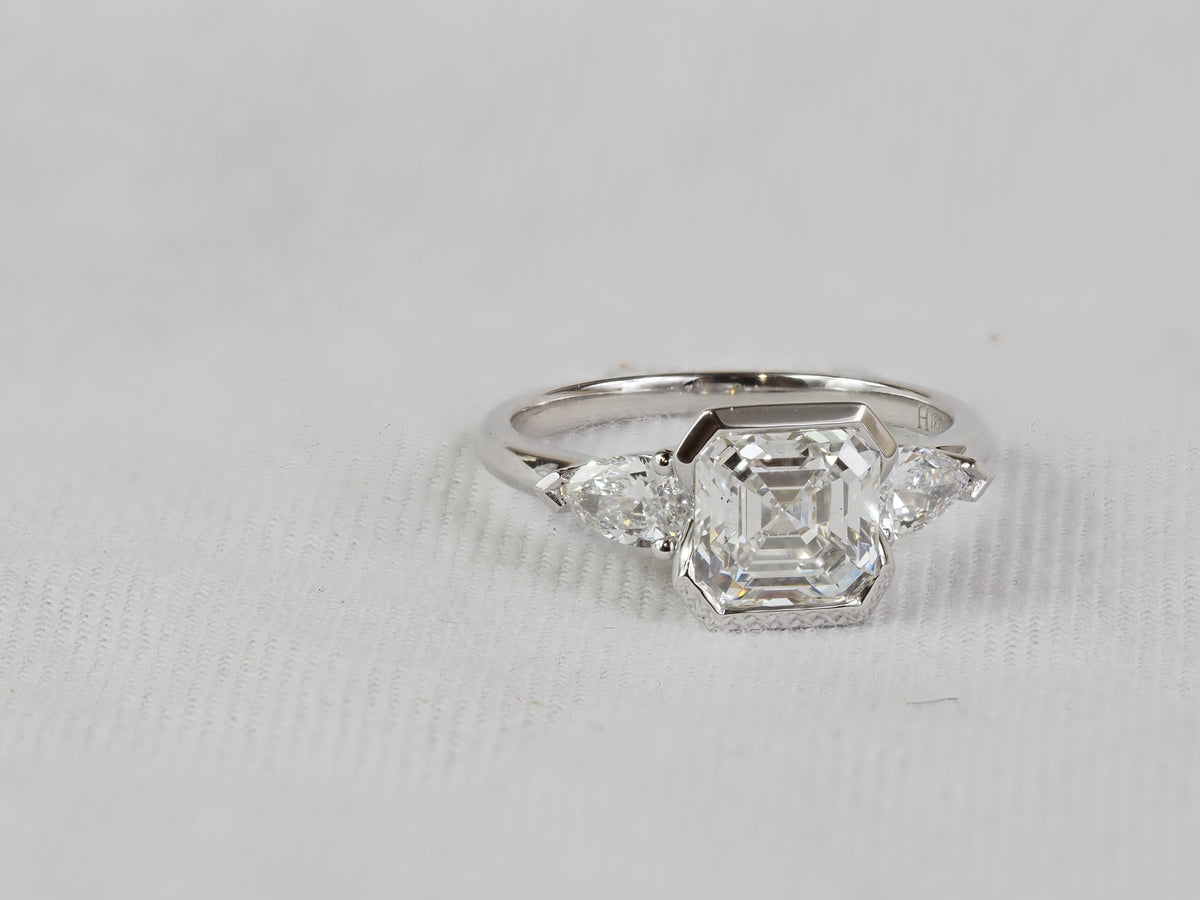 14ct White Gold Asscher Cut Lab-Grown Diamond Engagement Ring, 2.05ct Centre