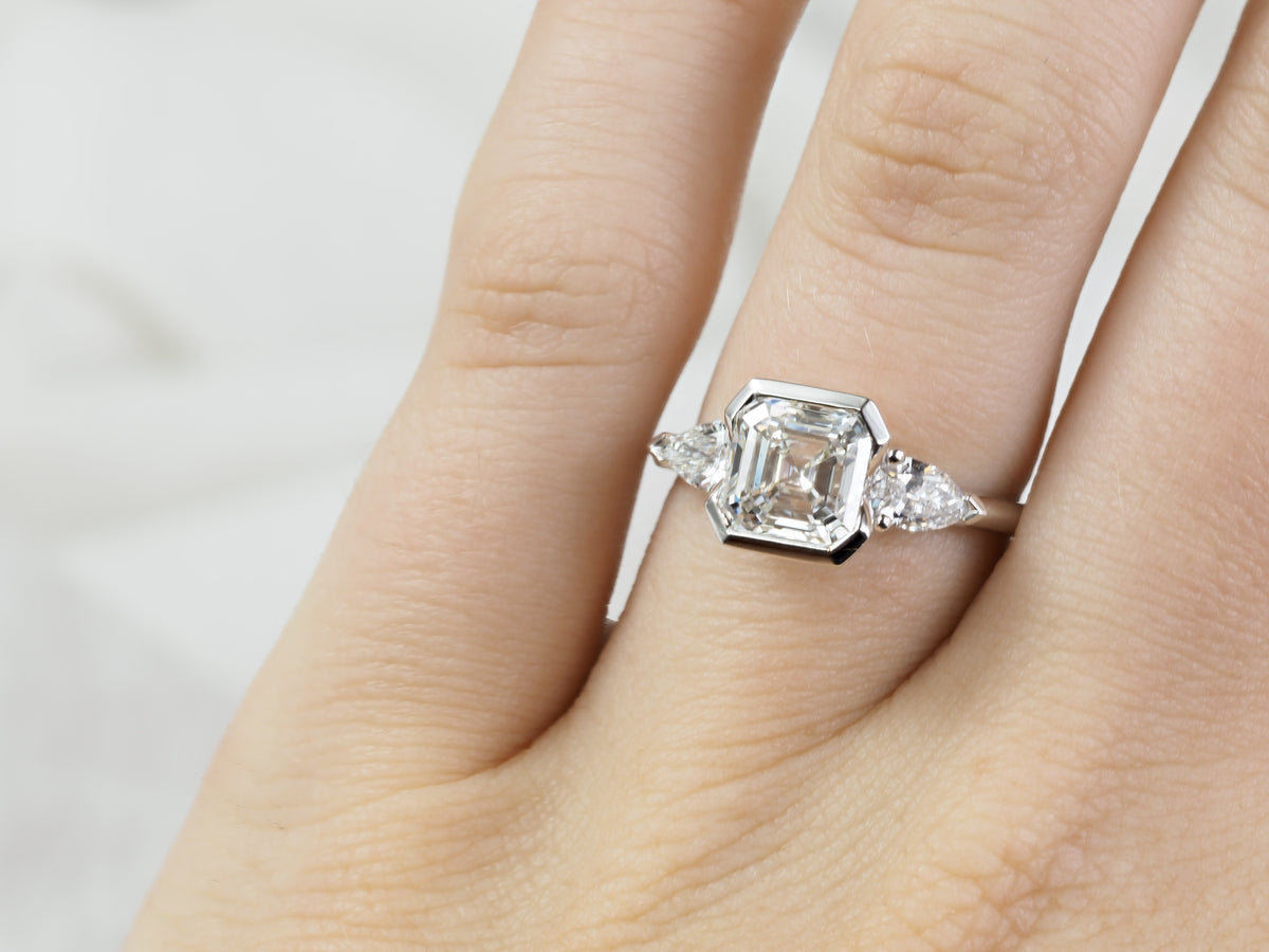 14ct White Gold Asscher Cut Lab-Grown Diamond Engagement Ring, 2.05ct Centre