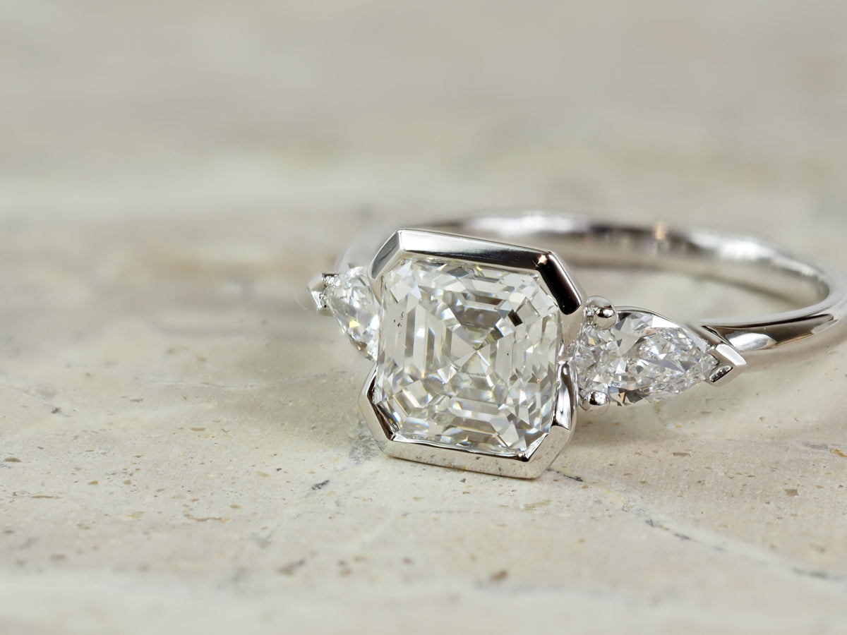 14ct White Gold Asscher Cut Lab-Grown Diamond Engagement Ring, 2.05ct Centre