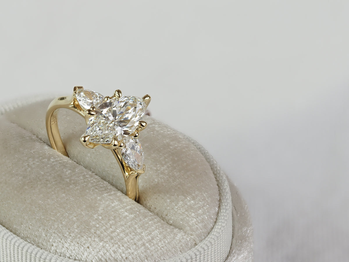 18ct Yellow Gold Marquis Lab-Grown Diamond Engagement Ring, 1.58ct Centre