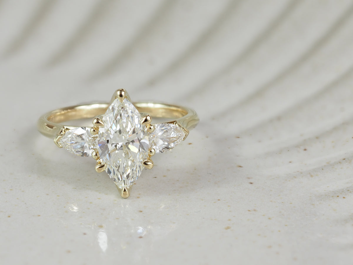 18ct Yellow Gold Marquis Lab-Grown Diamond Engagement Ring, 1.58ct Centre