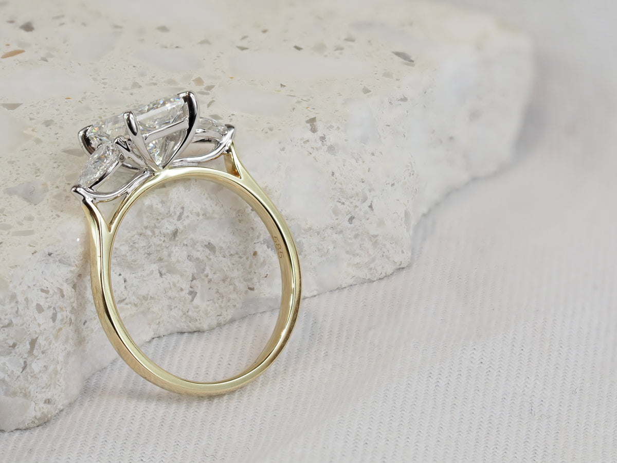 14ct Yellow and White Gold Radiant Cut Lab-Grown Diamond Engagement Ring, 2.03ct Centre
