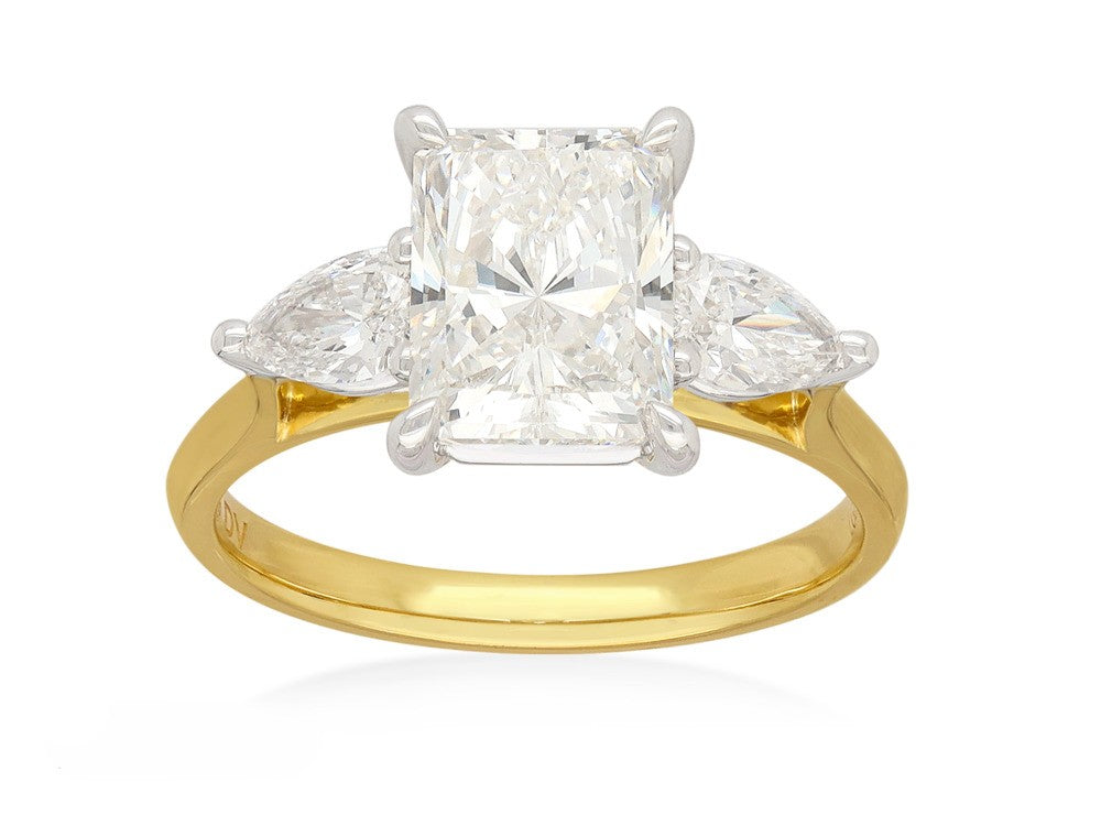 14ct Yellow and White Gold Radiant Cut Lab-Grown Diamond Engagement Ring, 2.03ct Centre