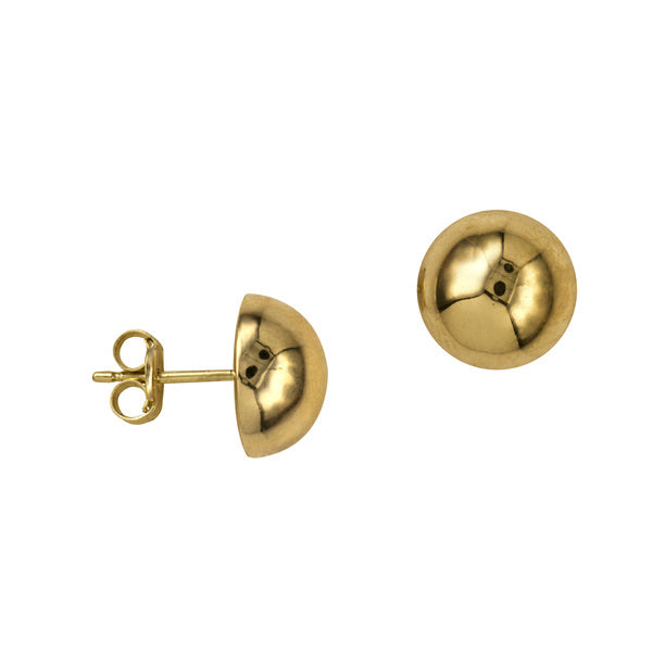 9ct Yellow Gold 10mm Domed Stud Earrings