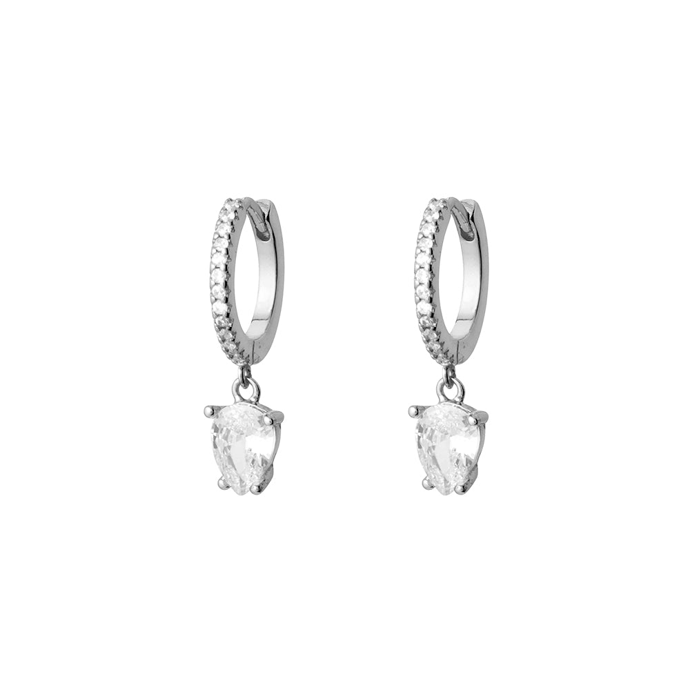 Solv Sterling Silver Huggie Drop Earrings