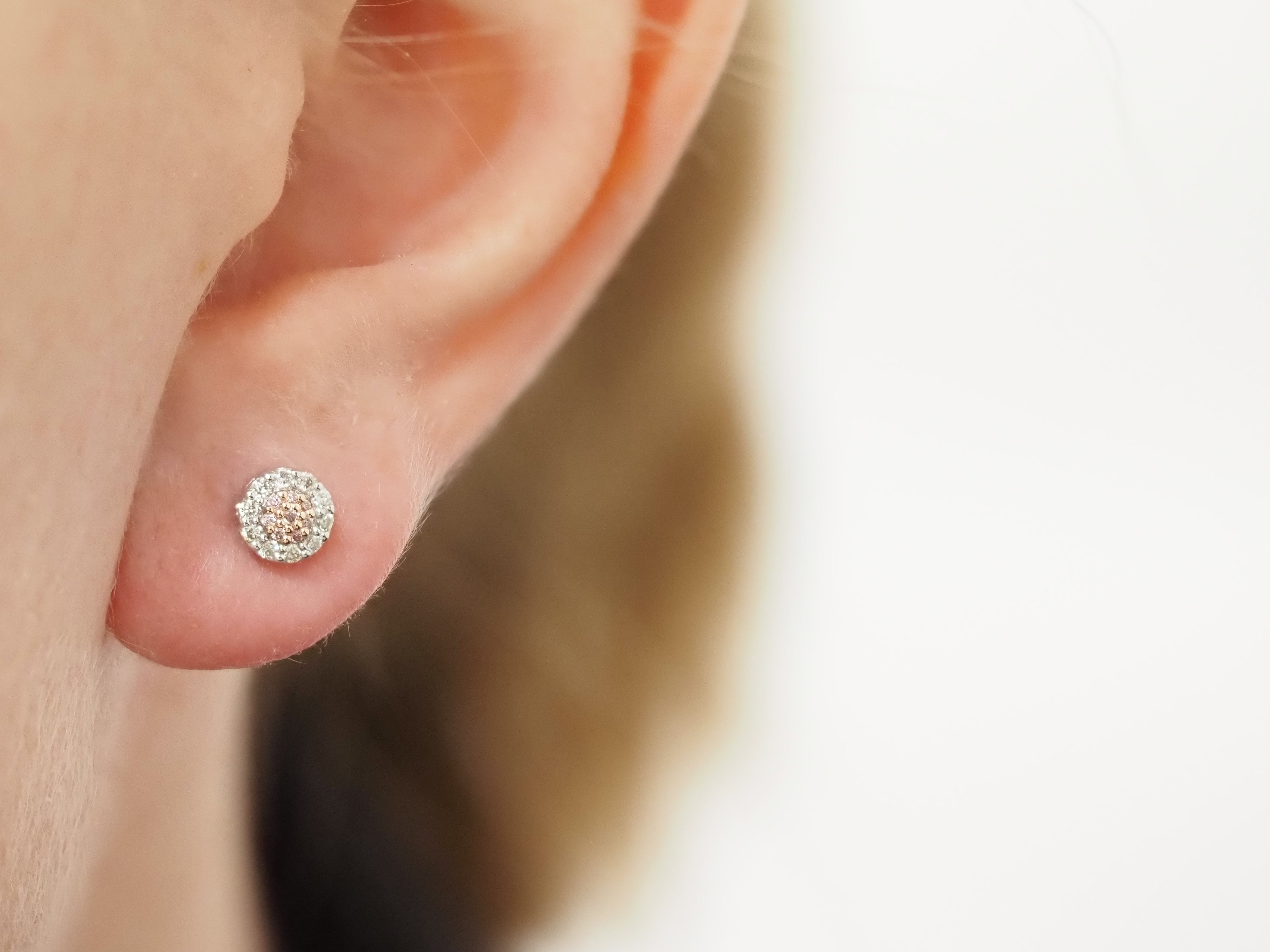 9ct Rose and White Gold 'Pink Caviar' Argyle Diamond Stud Earrings, 0.20ct Total