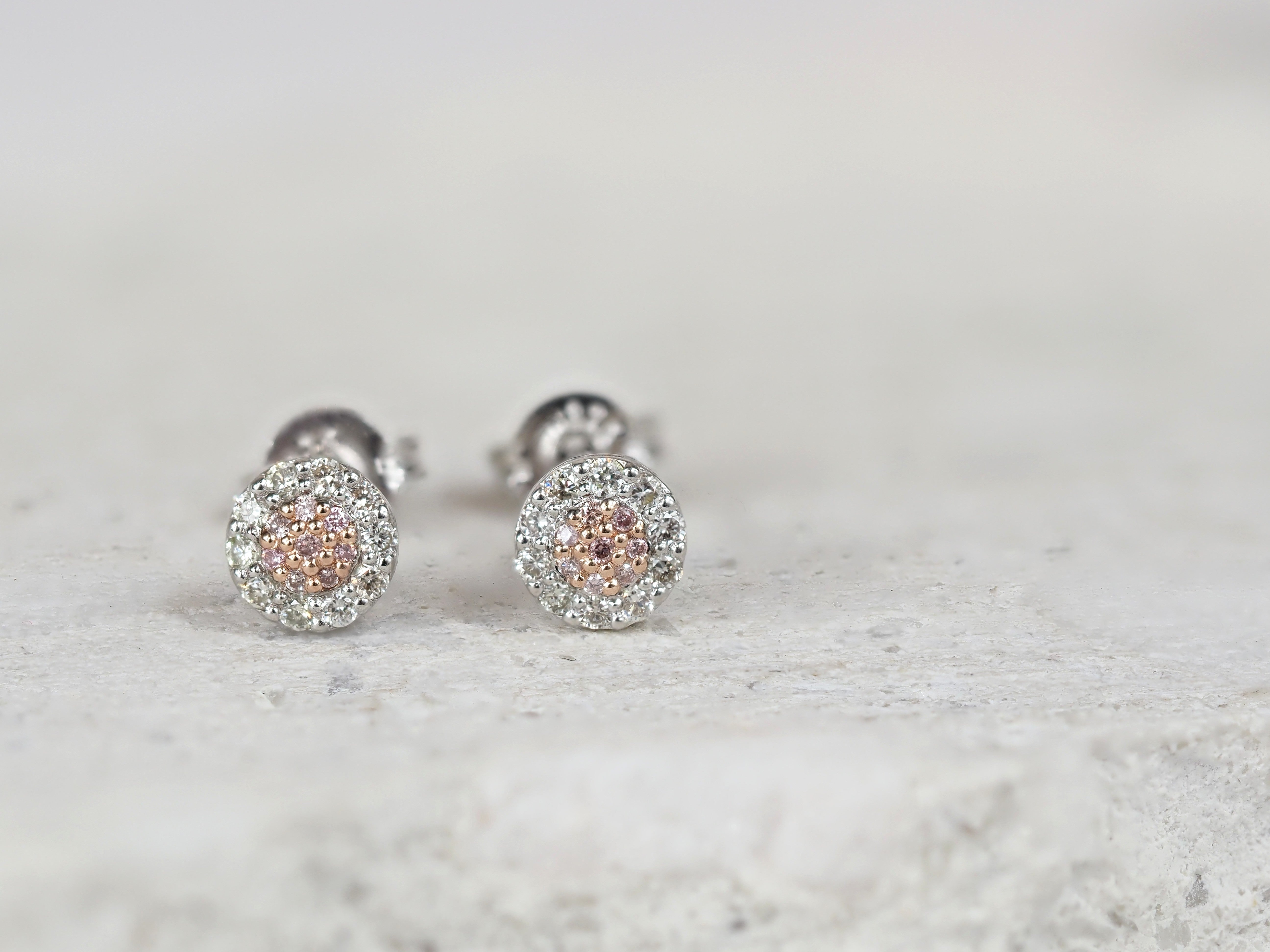 9ct Rose and White Gold 'Pink Caviar' Argyle Diamond Stud Earrings, 0.20ct Total