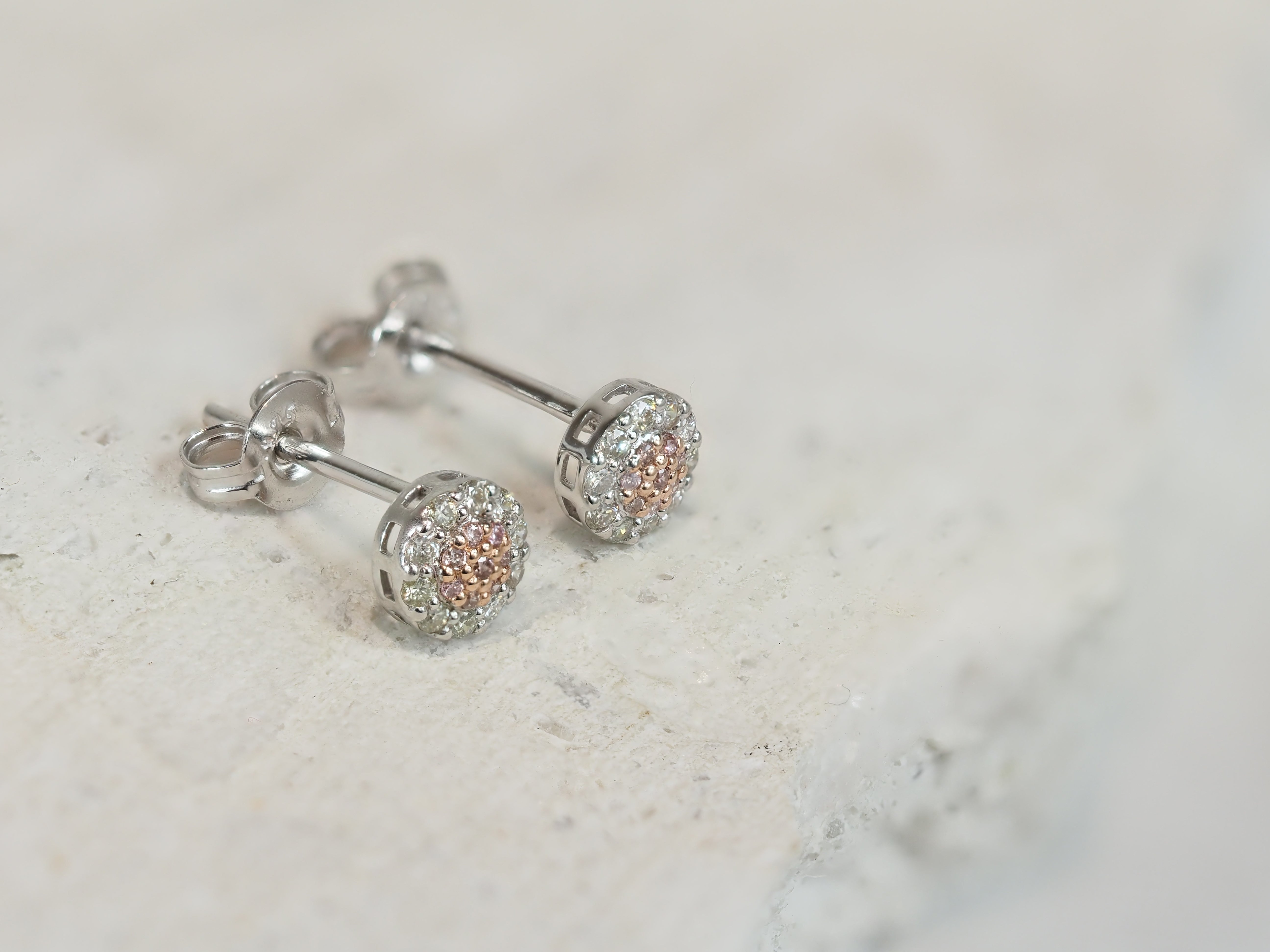 9ct Rose and White Gold 'Pink Caviar' Argyle Diamond Stud Earrings, 0.20ct Total