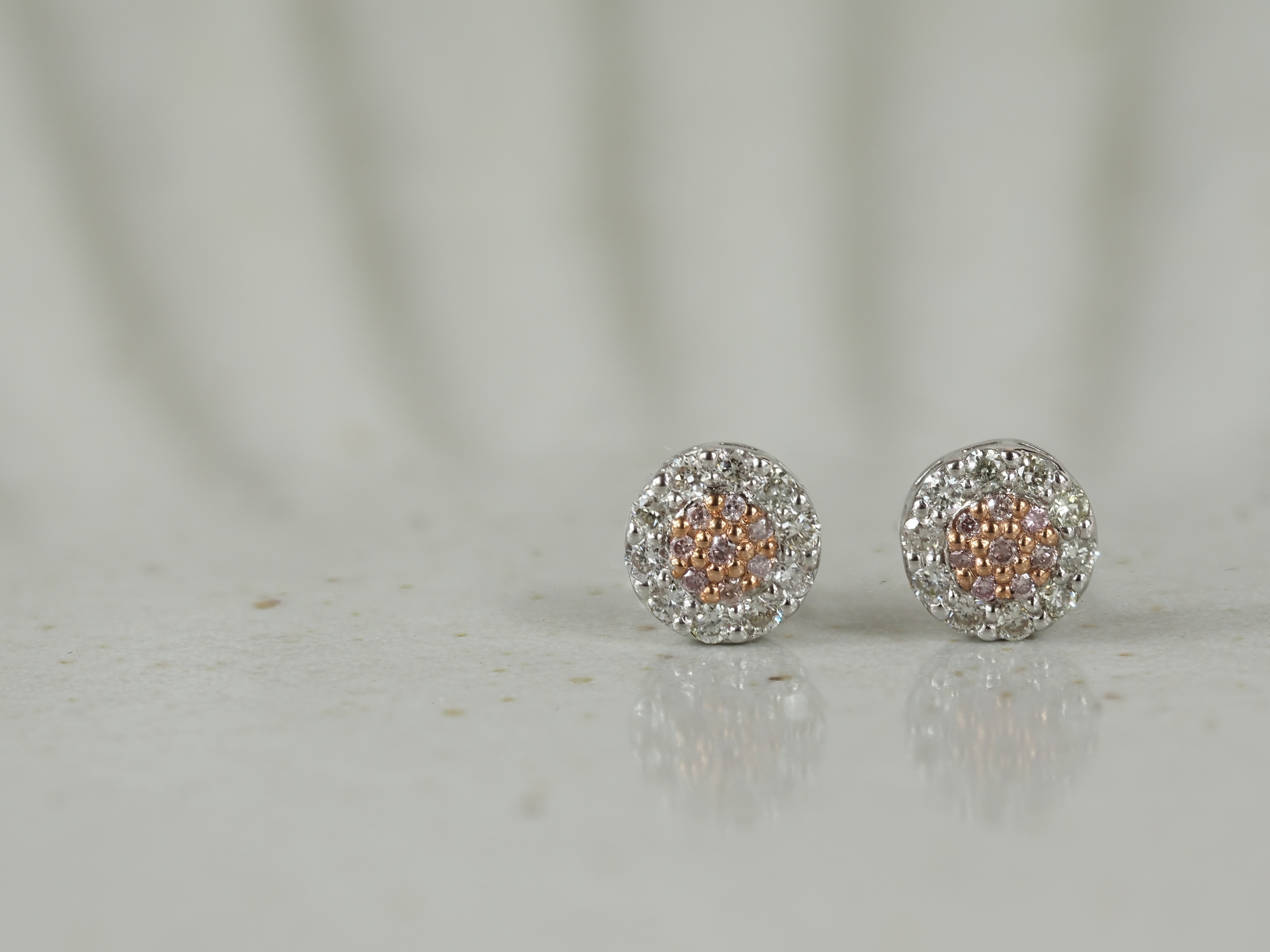 9ct Rose and White Gold 'Pink Caviar' Argyle Diamond Stud Earrings, 0.20ct Total
