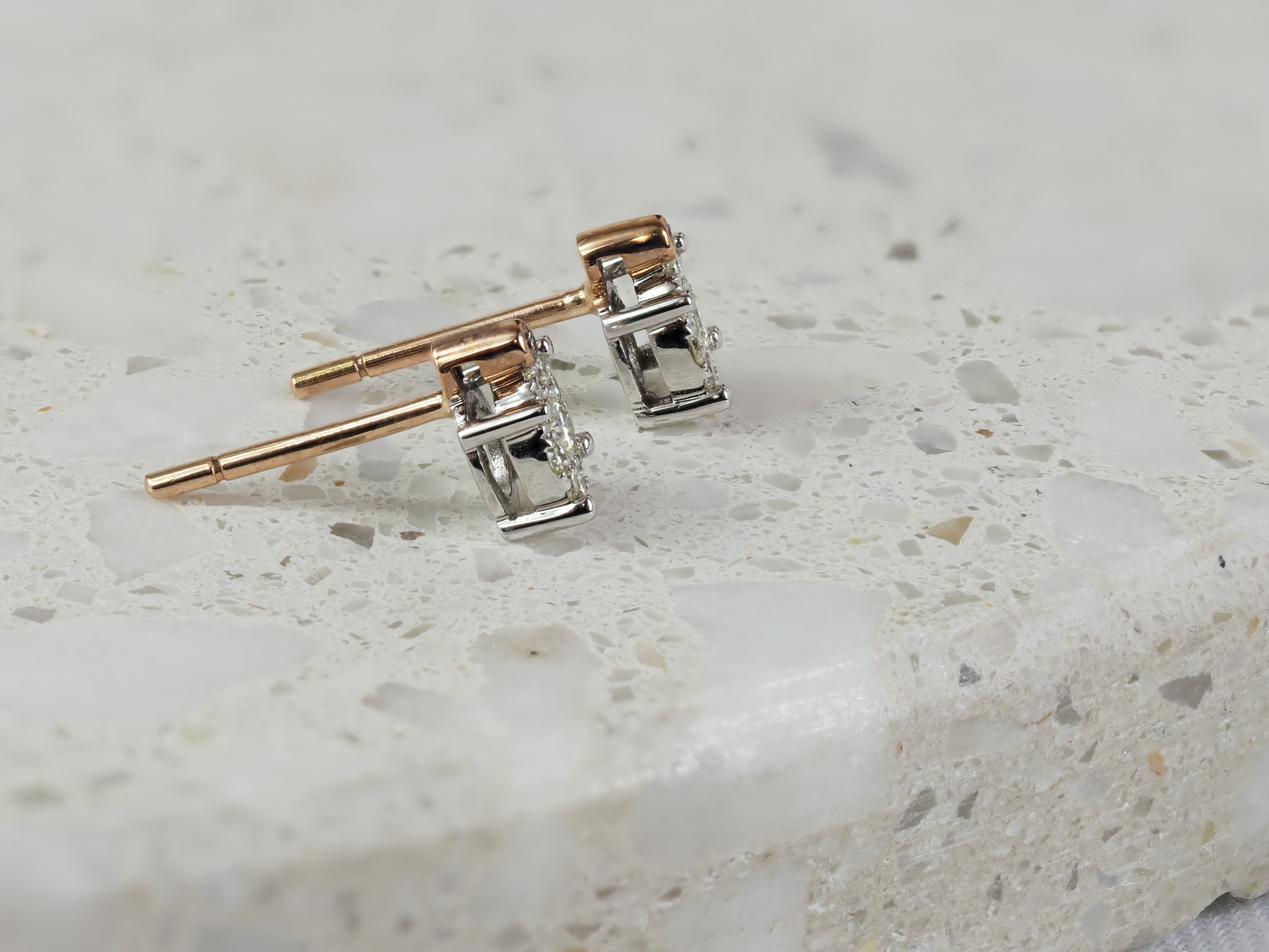 9ct Rose and White gold 'Pink Caviar' Argyle Diamond stud earrings, 0.26ct total