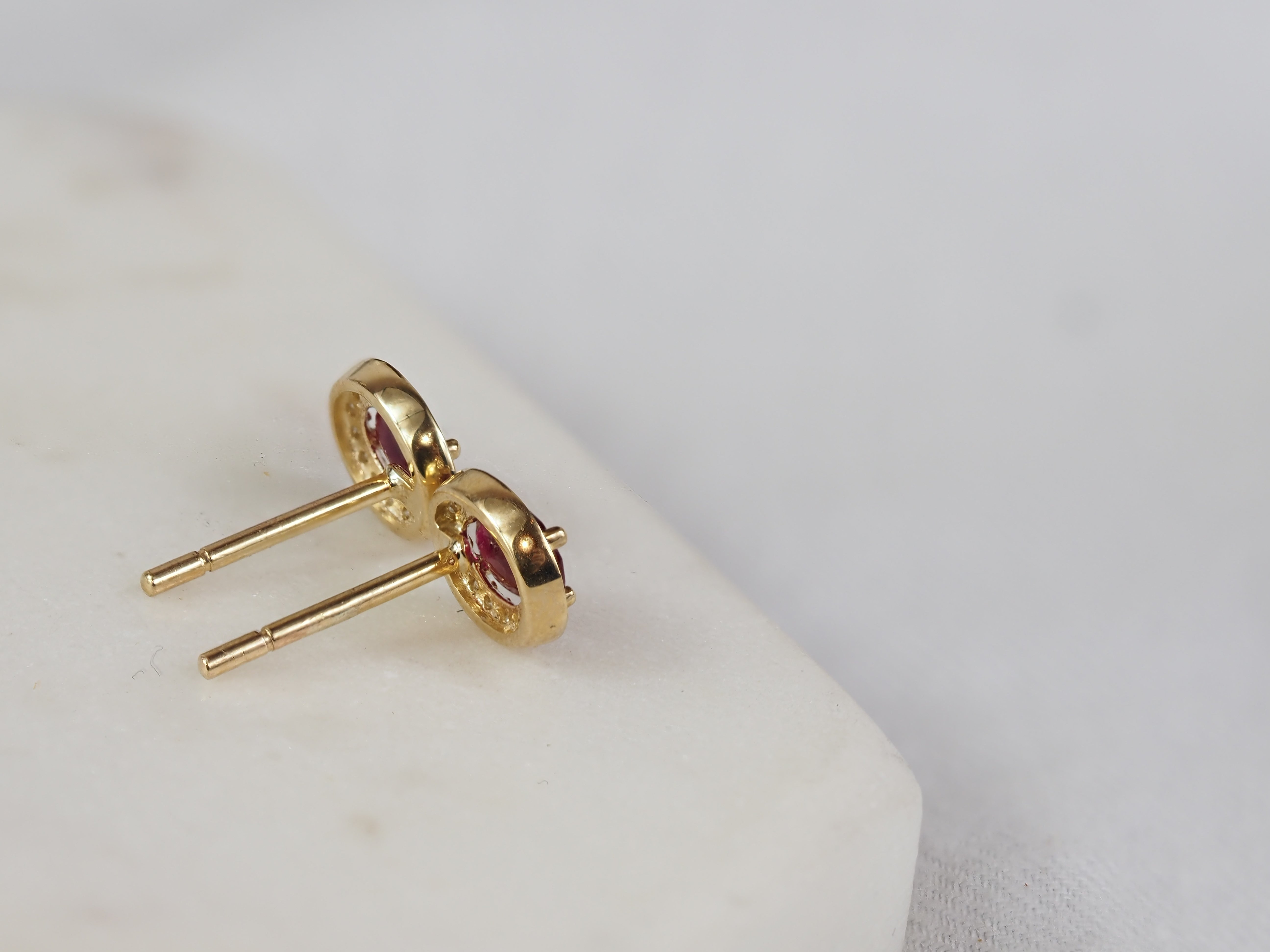 9ct Yellow Gold Ruby and Diamond stud earrings