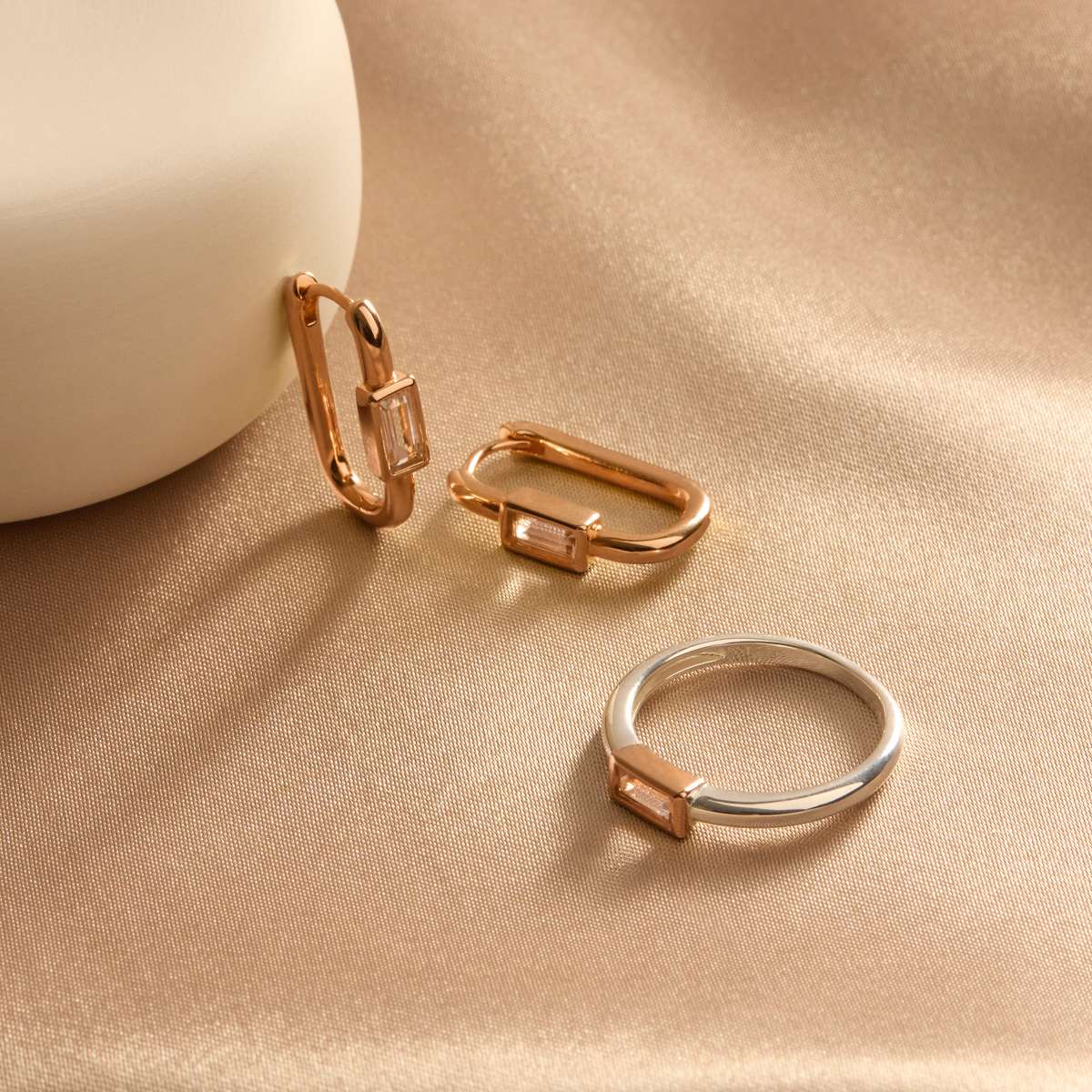 NAJO Skye Two-Tone Cubic Zirconia Ring Silver & Rose Gold (Medium)