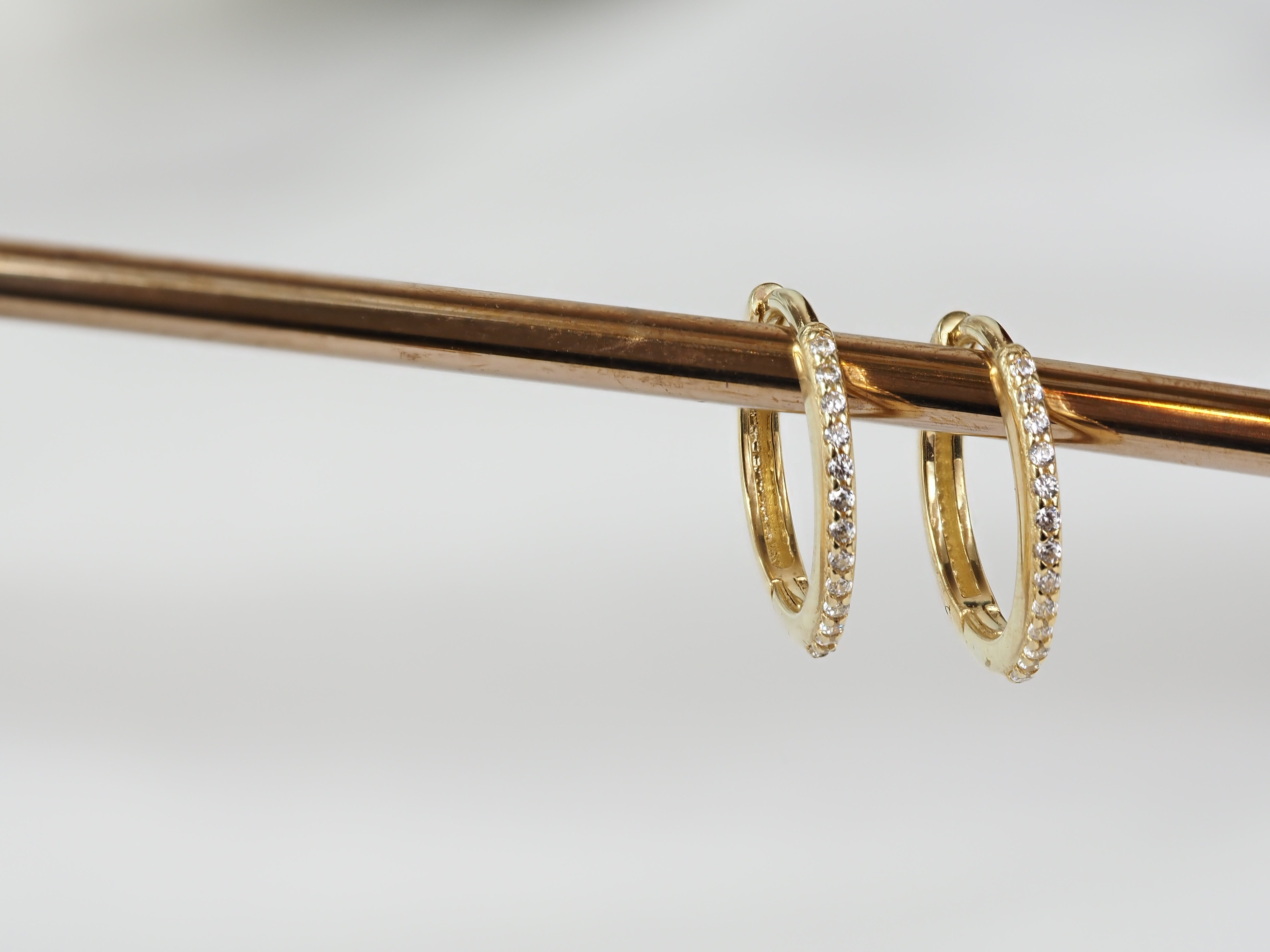 9ct Yellow Gold Cubic Zirconia Huggie Earrings