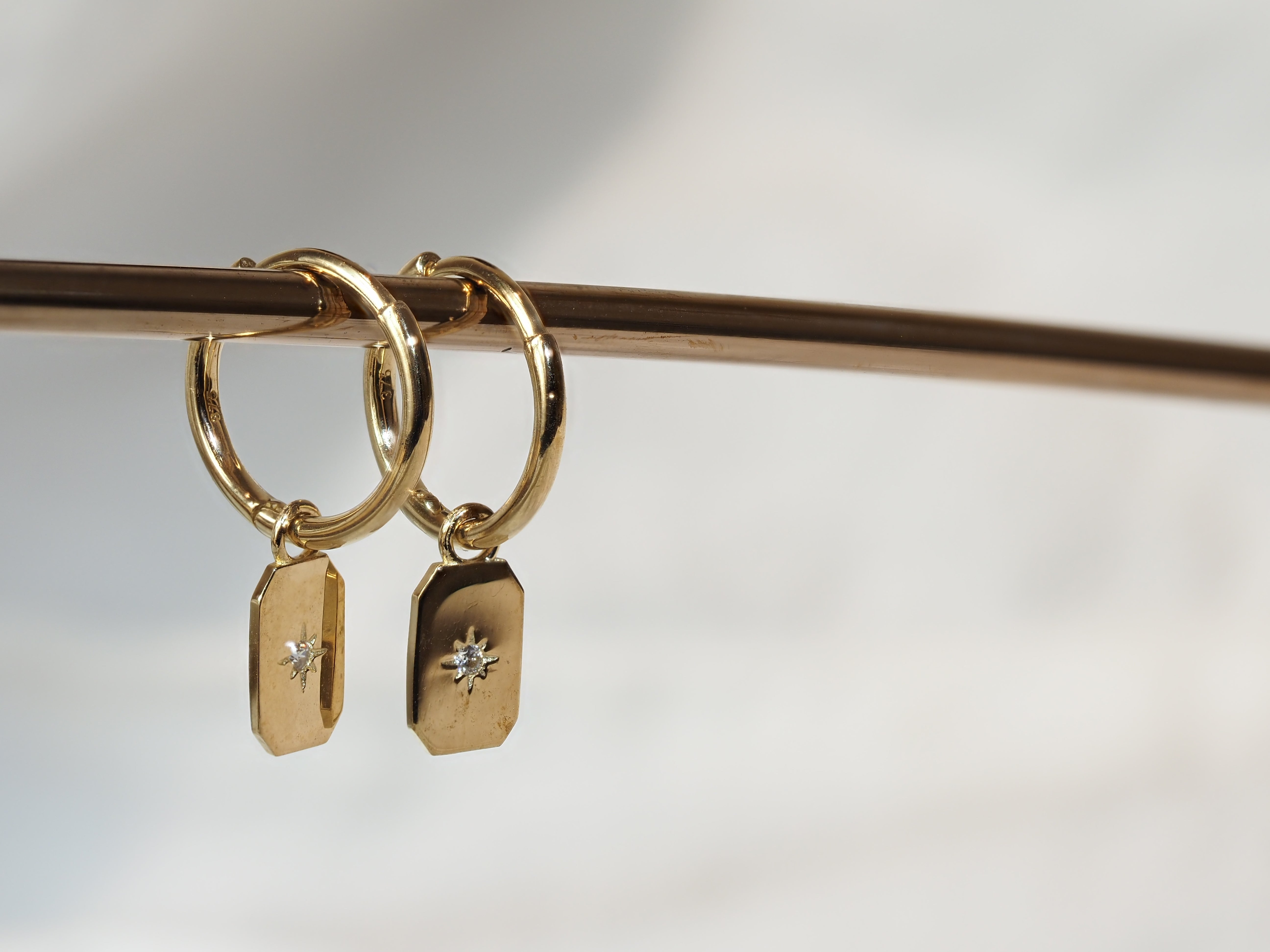 9ct Yellow Gold Huggie Earring with Medallion Drop