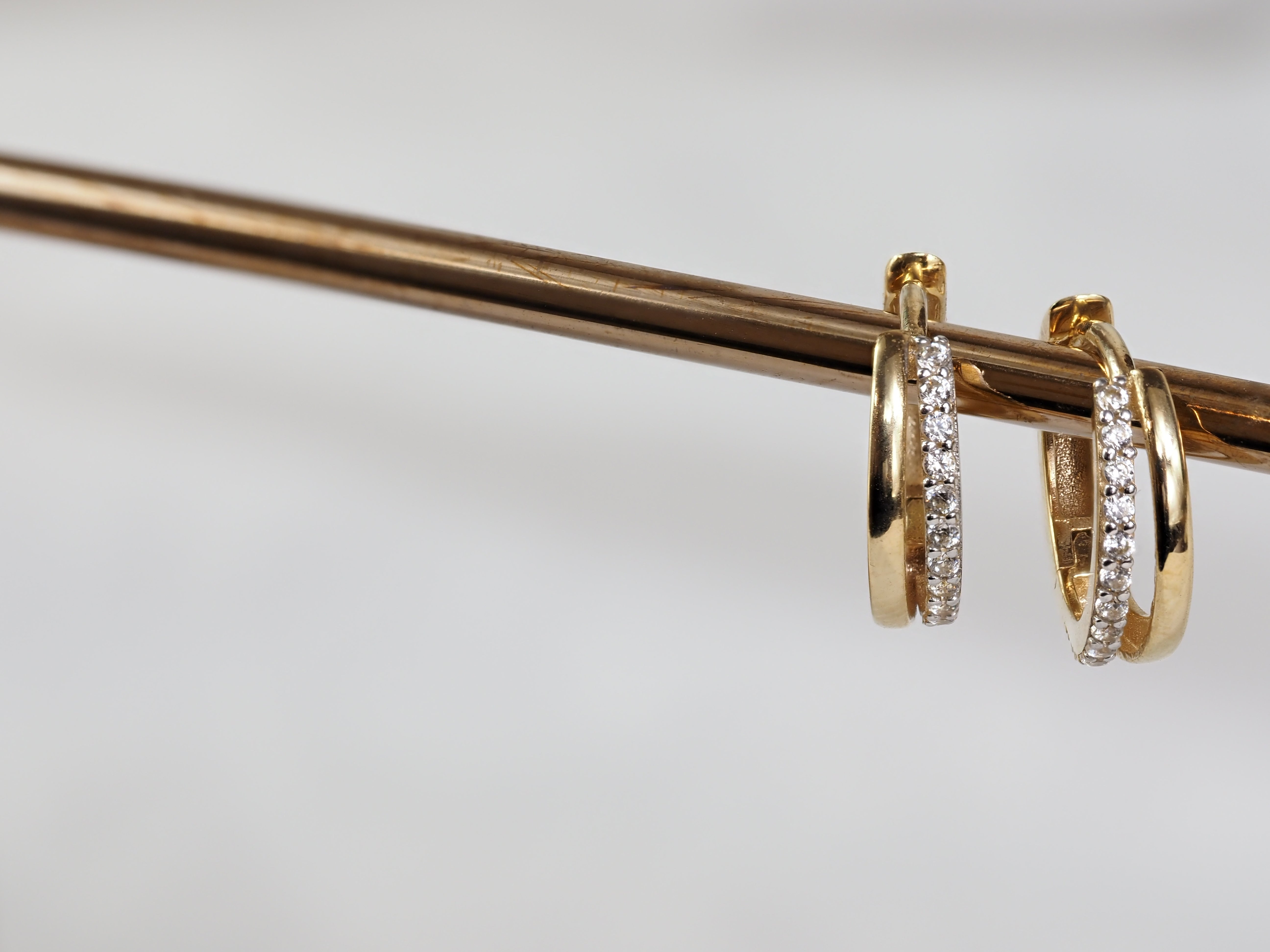 9ct Yellow Gold Cubic Zirconia Huggie Earrings