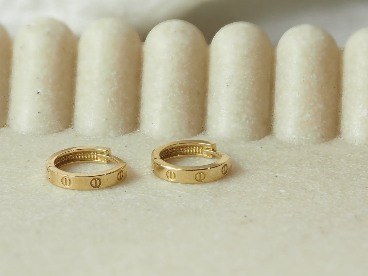 9ct Yellow Gold Square Tube Huggie Earrings
