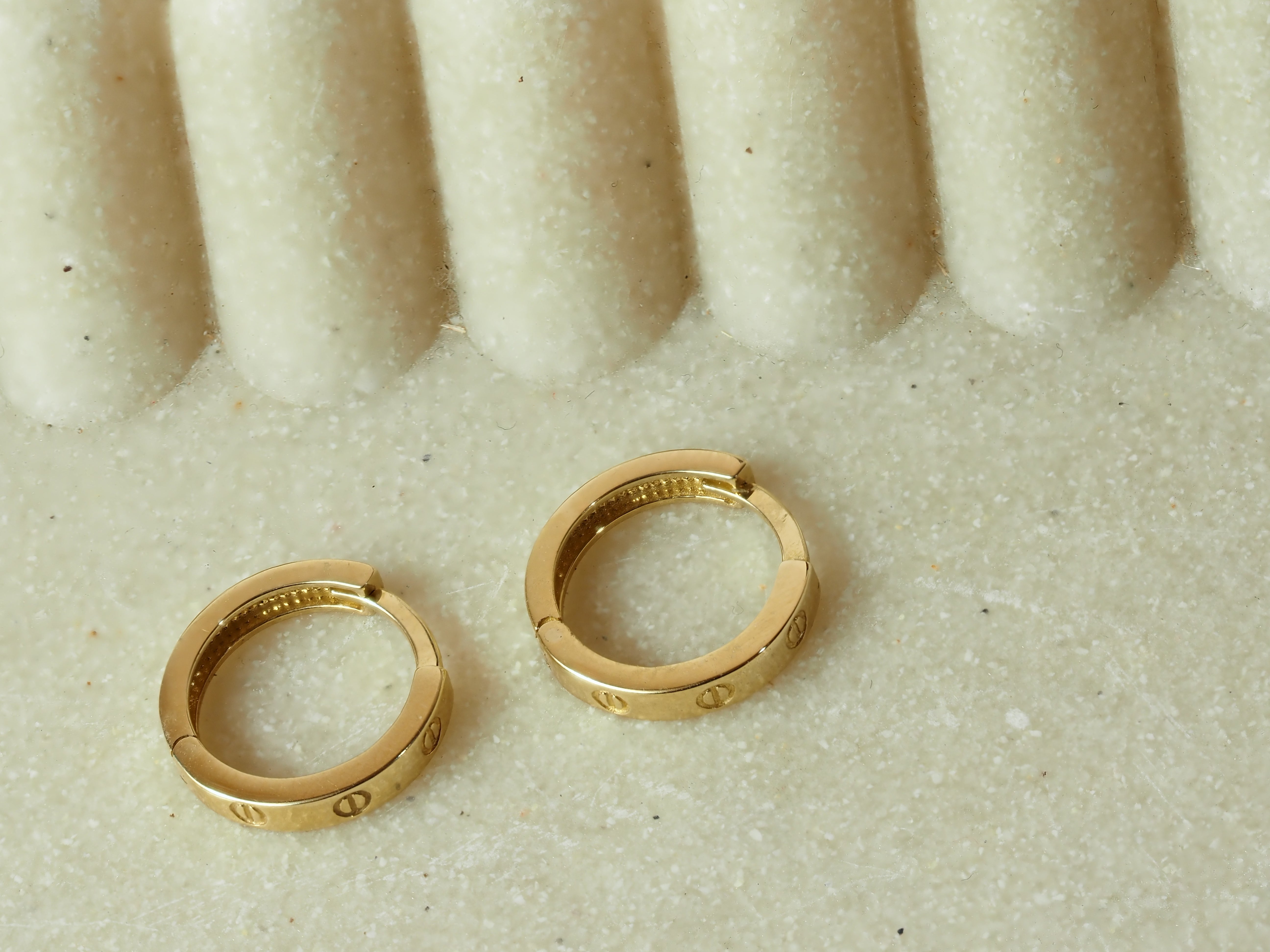 9ct Yellow Gold Square Tube Huggie Earrings