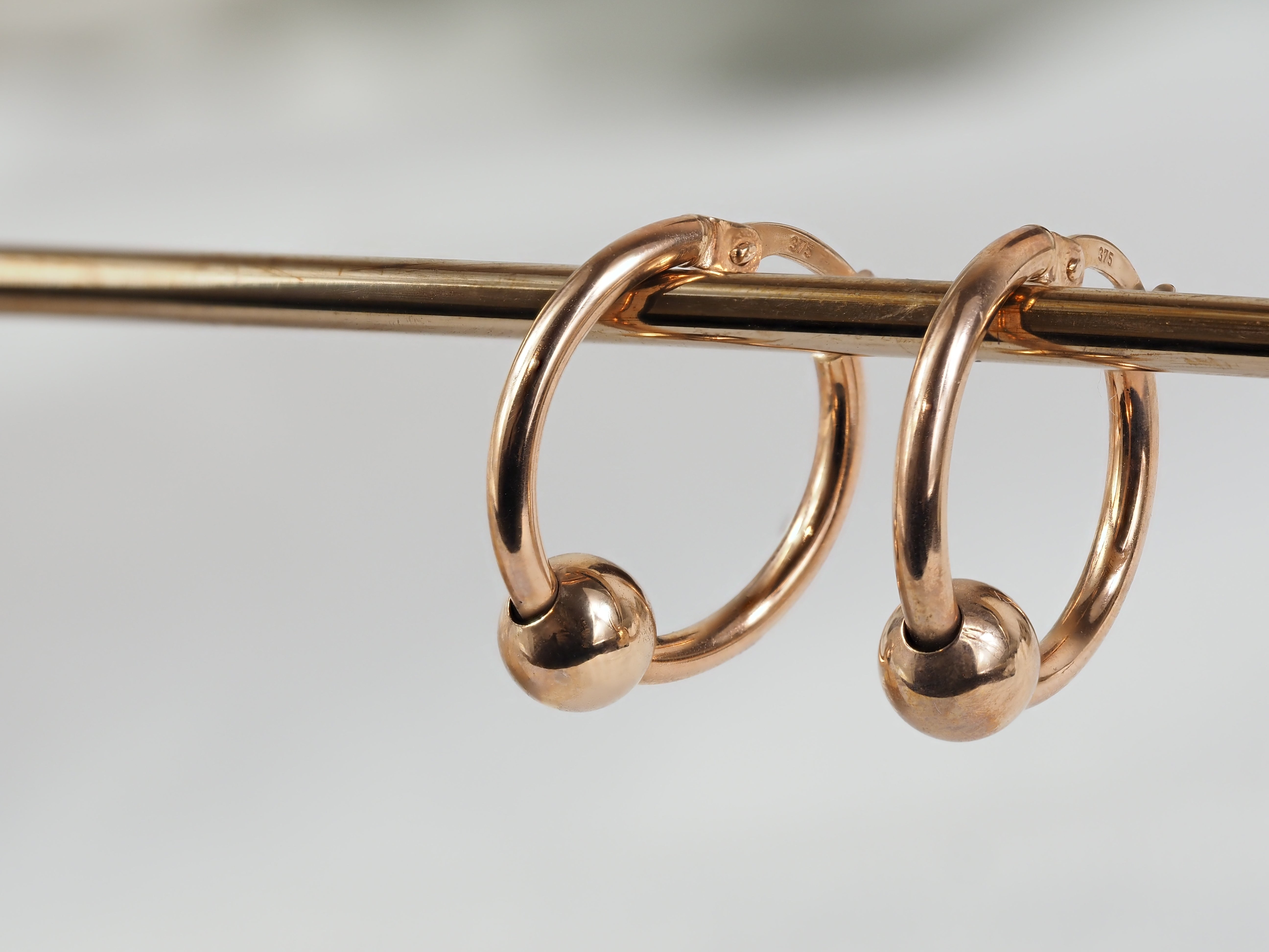 9ct Rose Gold Hoop with Sliding Ball