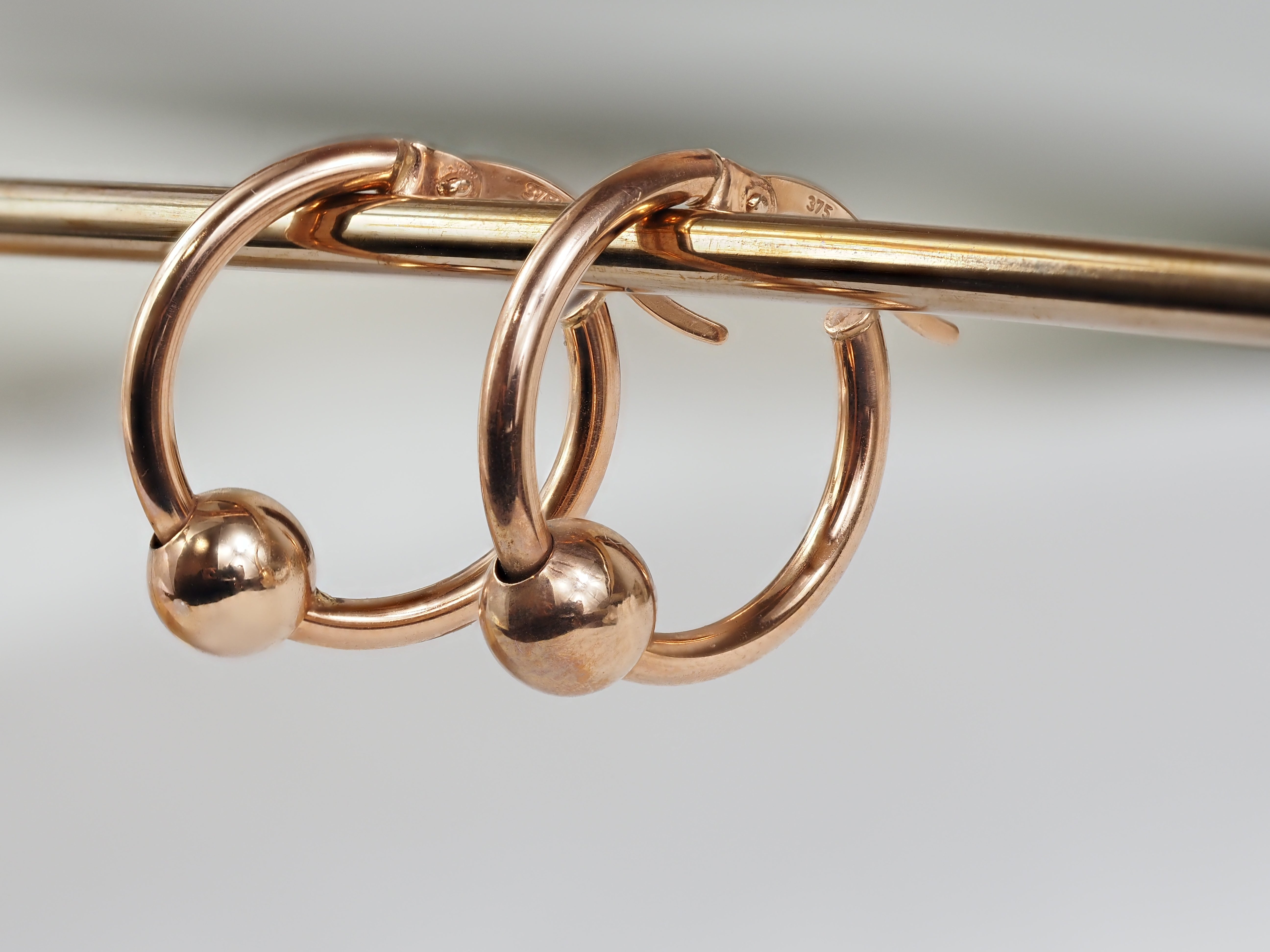 9ct Rose Gold Hoop with Sliding Ball