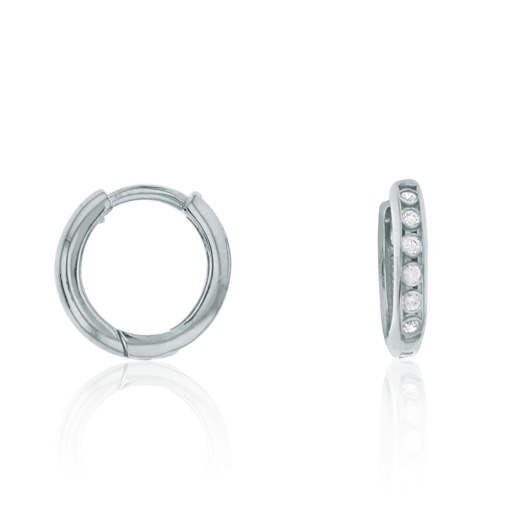 9ct White Gold CZ Mini Huggie earrings