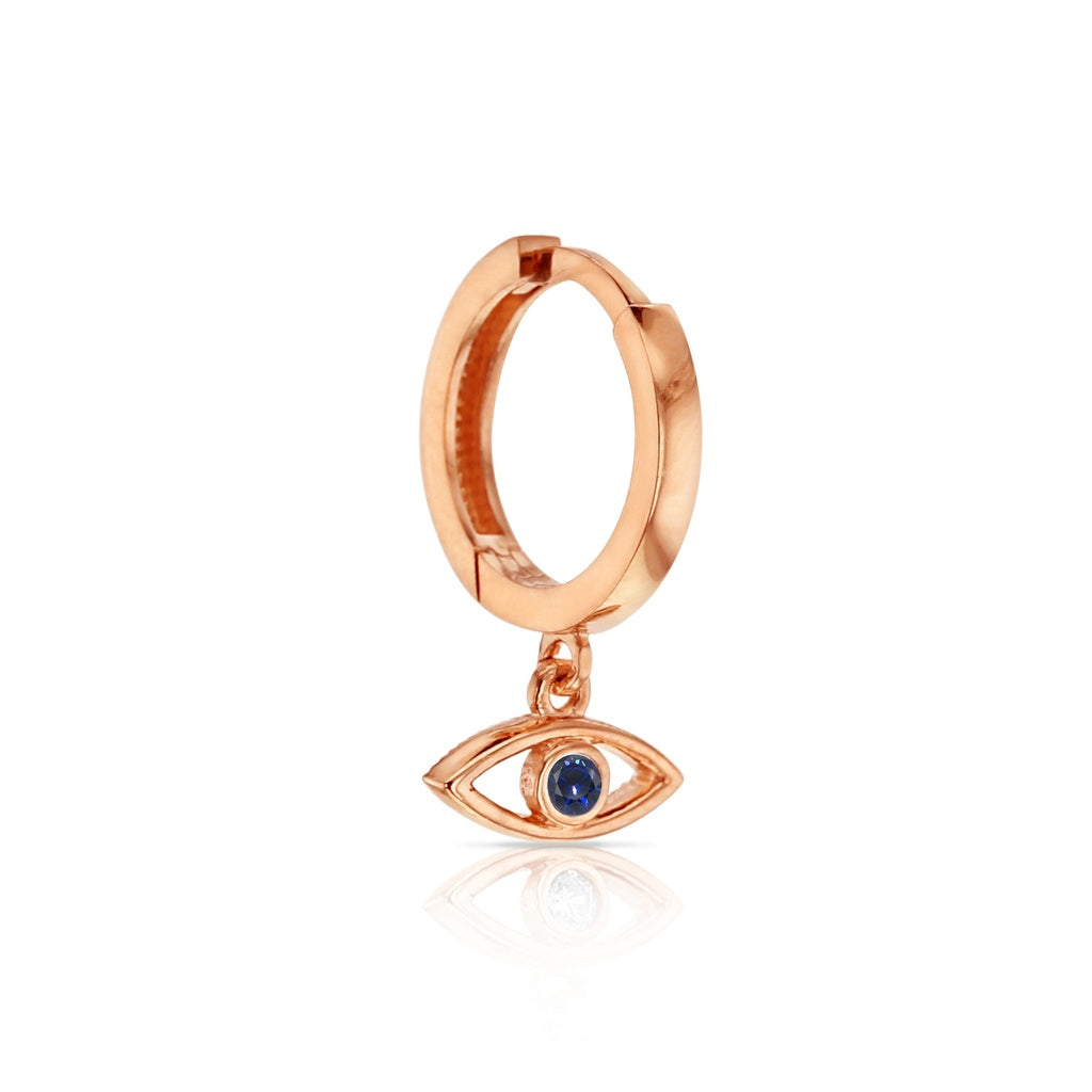 9ct Rose Gold Evil Eye Huggie Earrings