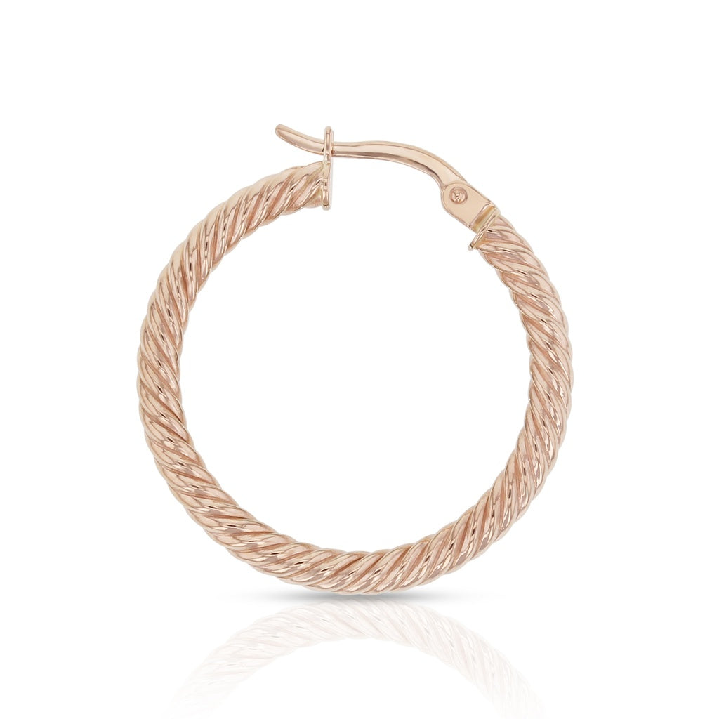 9ct Rose Gold Rope Look Hoop Earrings