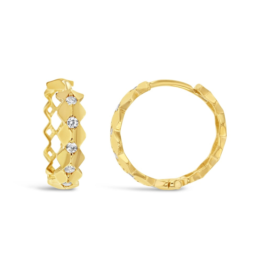 9ct Yellow Gold Cubic Zirconia Huggie Earrings