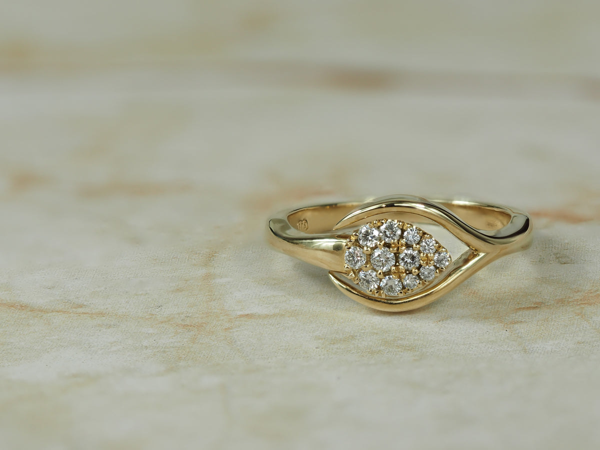 Ellendale 9ct Yellow Gold Argyle White Diamond Ring, 0.18 carat total.