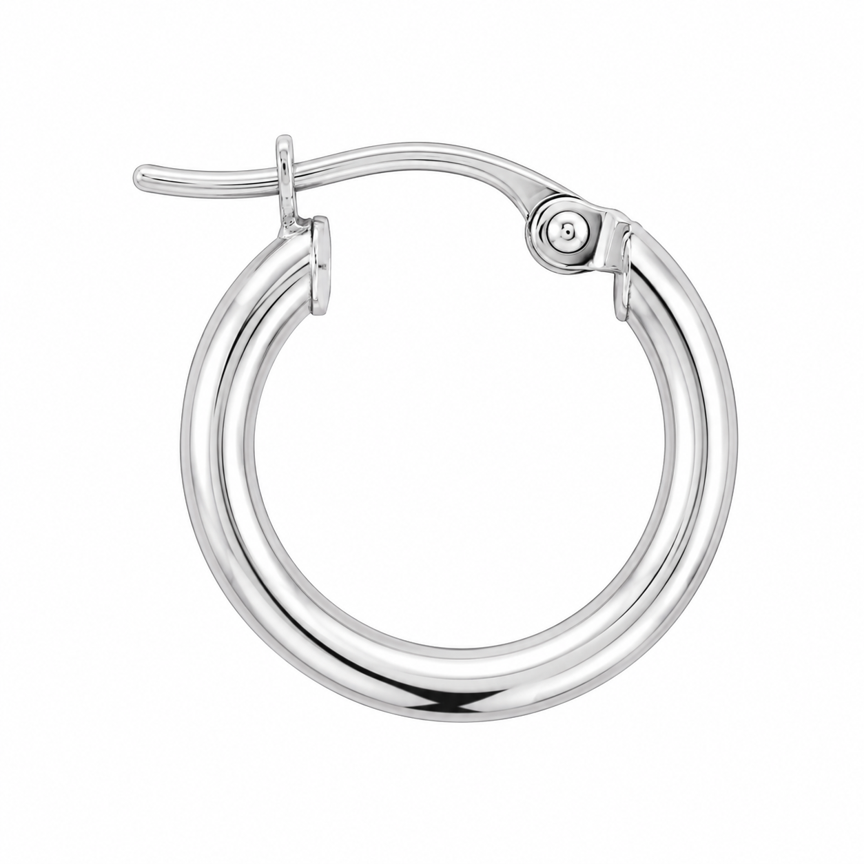 9ct White Gold Round Hoop Earrings, 10mm