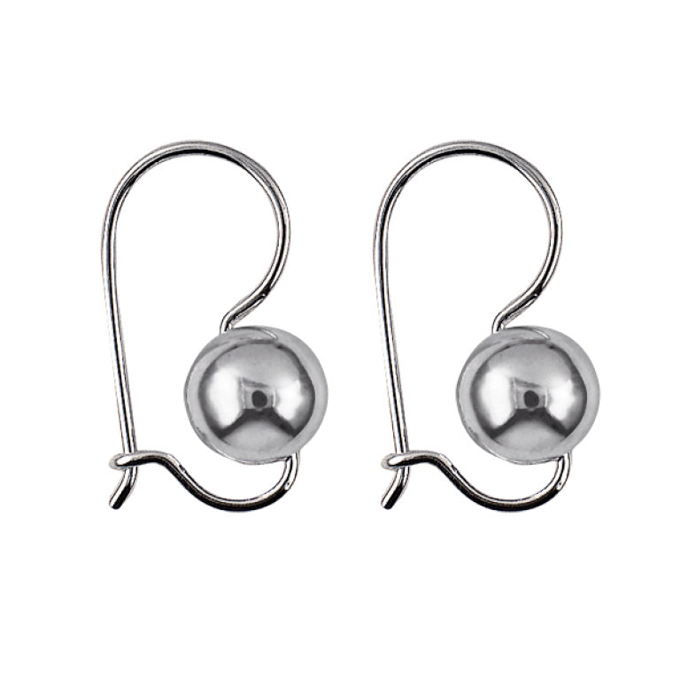 Sterling Silver Euro Ball Earrings, 8mm