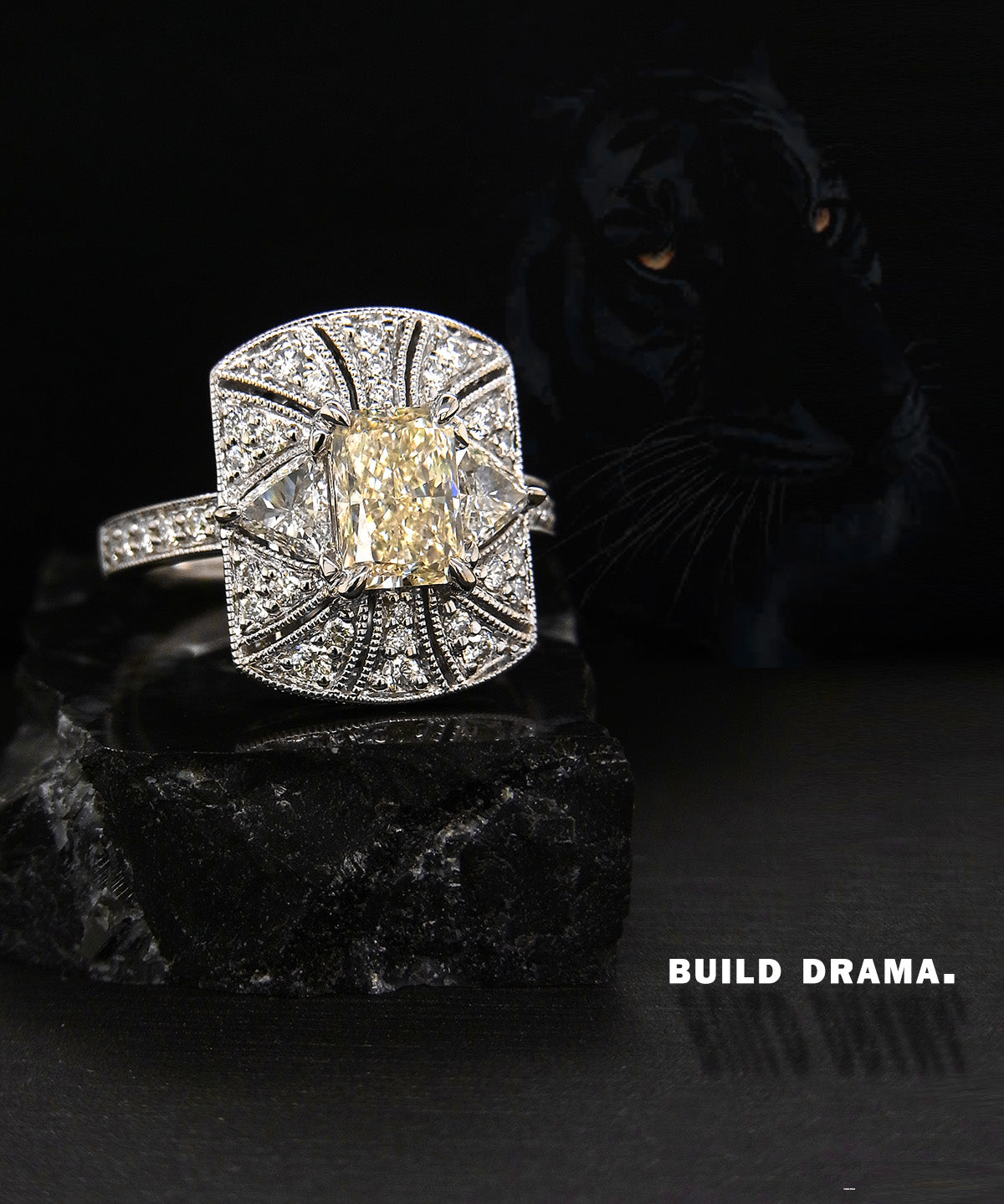 18ct Gold Natural Yellow Radiant Diamond Ring, 1.20 carat centre.
