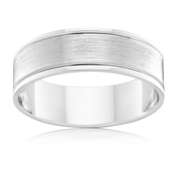 Sterling Silver 7mm Ring, Brushed Centre, Size Z