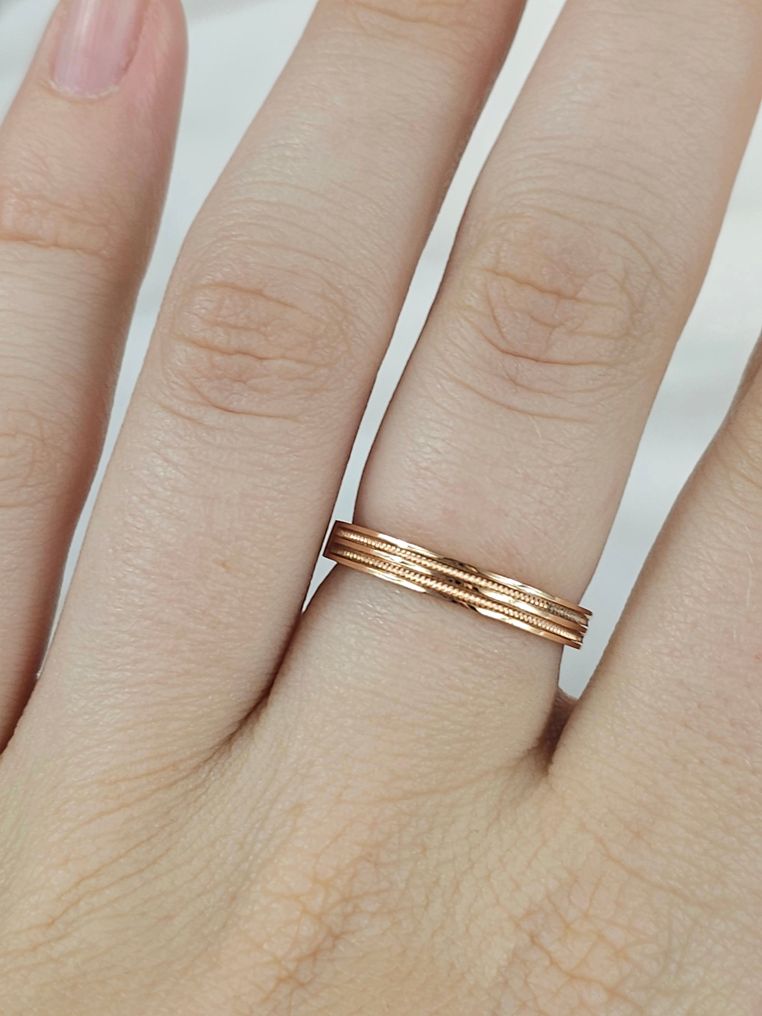 9ct Rose Gold 3mm Band with faceted lines, size O