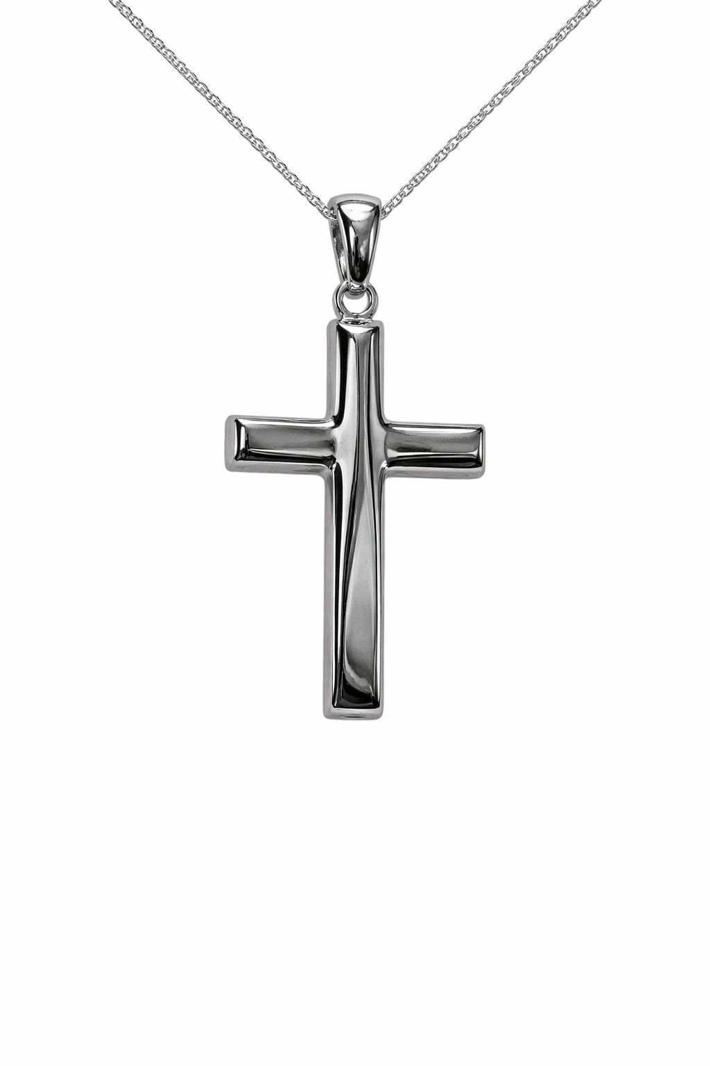 18ct White Gold Polished Cross Pendant, 40mm