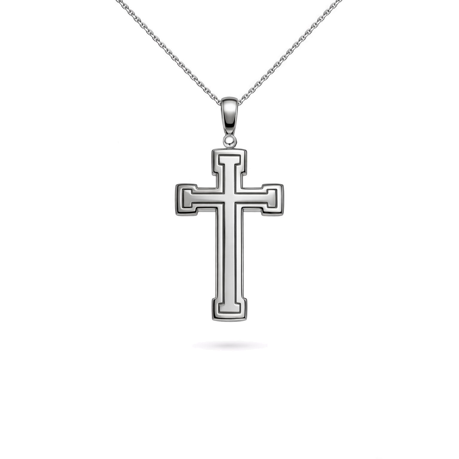 9ct White Gold Detailed Cross Pendant, 30mm