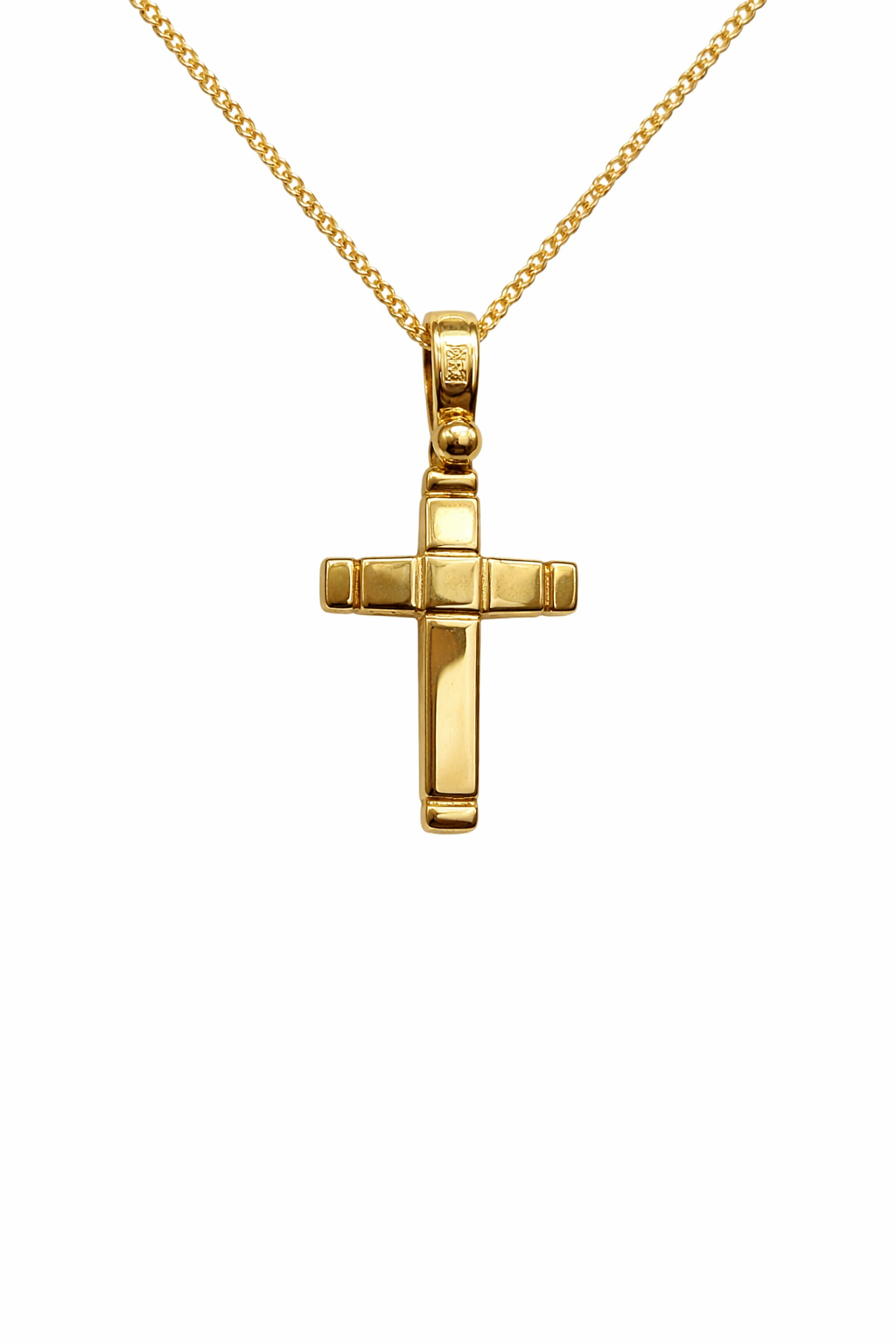 18ct Yellow Gold Concave Cross Pendant, 24mm