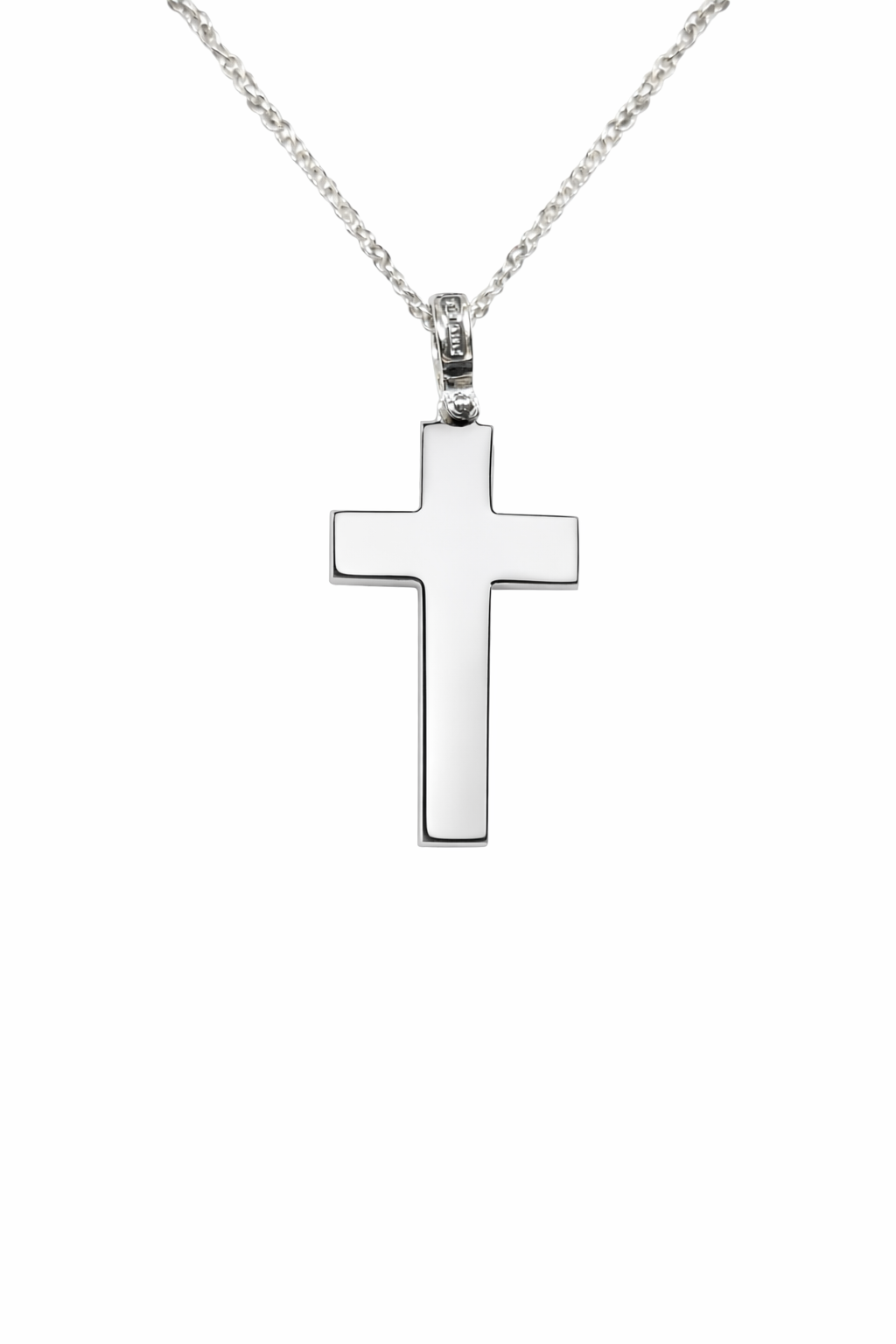 9ct White Gold Polished Cross, 35mm