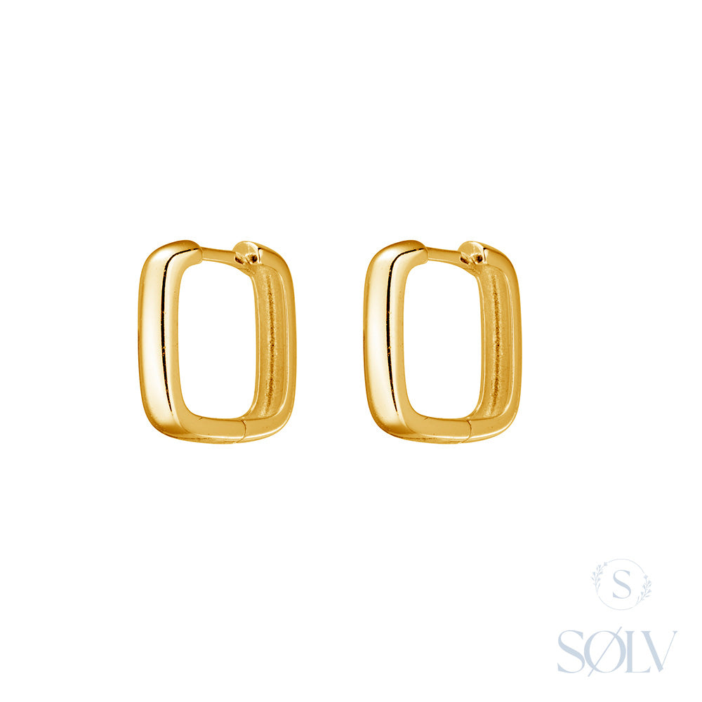 Solv Sterling Silver Square Huggie Earrings