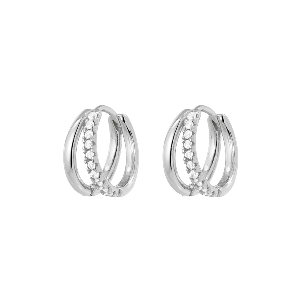 Solv Sterling Silver Double Hoop Earrings