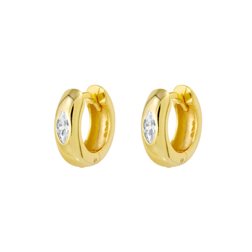 Solv Sterling Silver Gold Plated Cubic Zirconia Huggie Earrings