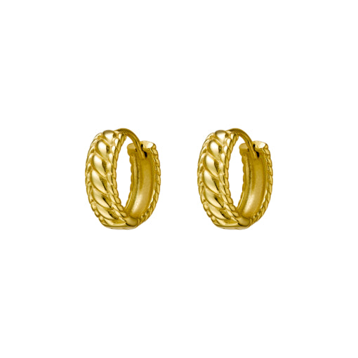 Solv Sterling Silver Gold Plated Twisted Huggie Earrings