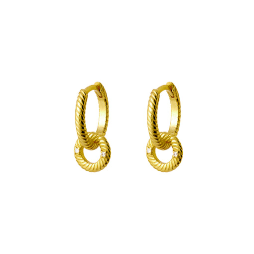 Solv Sterling Silver Gold Plated Huggie Drop Earrings