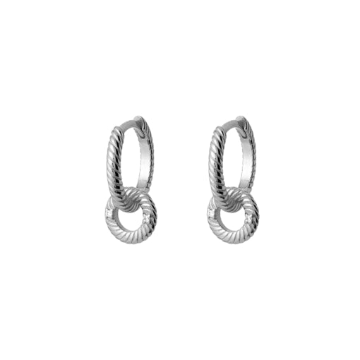 Solv Sterling Silver Huggie Drop Earrings