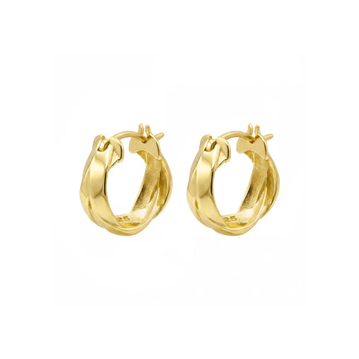 Solv Sterling Silver Gold Plated Hoop Earrings