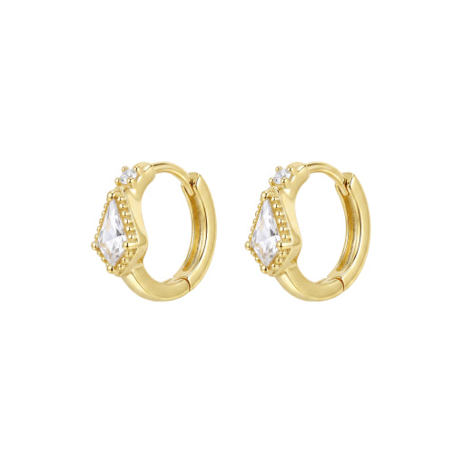 Solv Sterling Silver Gold Plated Cubic Zirconia Huggie Earrings