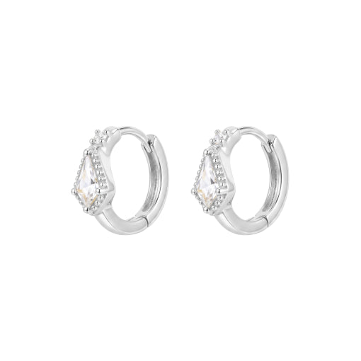 Solv Sterling Silver Cubic Zirconia Huggie Earrings