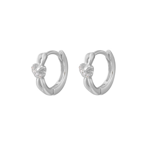 Solv Sterling Silver Knot Huggie Earrings