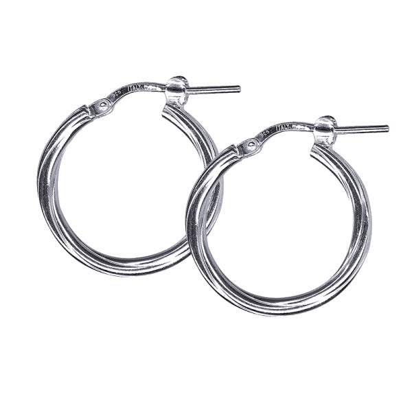 Sterling Silver Twist Hoop Earrings, 15mm