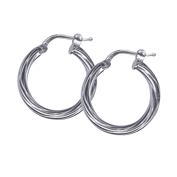 Sterling Silver Twist Hoop Earrings, 15mm